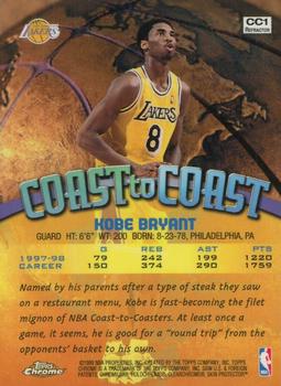 1998-99 Topps Chrome - Coast to Coast Refractors #CC1 Kobe Bryant Back