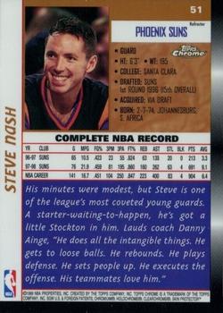 1998-99 Topps Chrome - Refractors #51 Steve Nash Back
