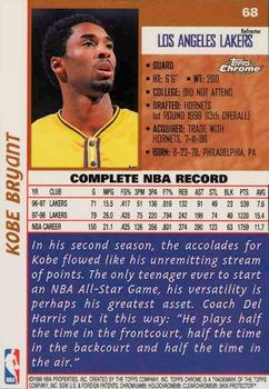 1998-99 Topps Chrome - Refractors #68 Kobe Bryant Back