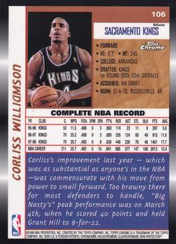 1998-99 Topps Chrome - Refractors #106 Corliss Williamson Back