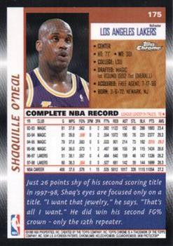 1998-99 Topps Chrome - Refractors #175 Shaquille O'Neal Back