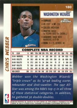 1998-99 Topps Chrome - Refractors #180 Chris Webber Back