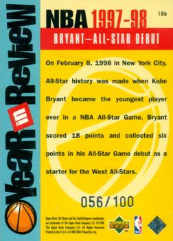 1998-99 UD Choice - Prime Choice Reserve #186 Kobe Bryant Back