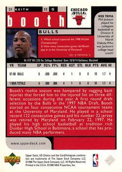 1998-99 UD Choice - Choice Reserve #21 Keith Booth Back