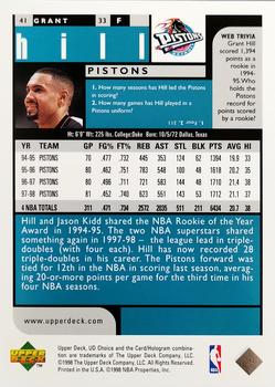 1998-99 UD Choice - Choice Reserve #41 Grant Hill Back