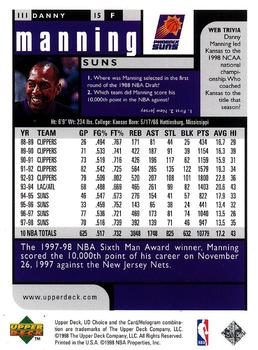 1998-99 UD Choice - Choice Reserve #111 Danny Manning Back