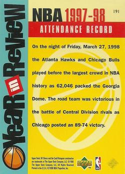 1998-99 UD Choice - Choice Reserve #191 Attendance Record Back
