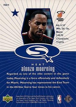 1998-99 UD Choice - StarQuest Blue #SQ14 Alonzo Mourning Back