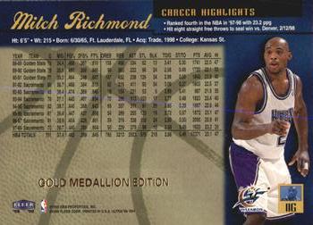 1998-99 Ultra - Gold Medallion #11G Mitch Richmond Back