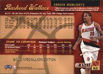 1998-99 Ultra - Gold Medallion #16G Rasheed Wallace Back