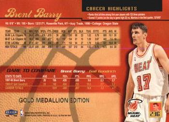 1998-99 Ultra - Gold Medallion #23G Brent Barry Back
