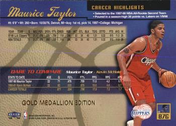 1998-99 Ultra - Gold Medallion #87G Maurice Taylor Back