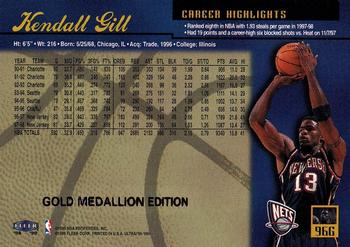 1998-99 Ultra - Gold Medallion #96G Kendall Gill Back