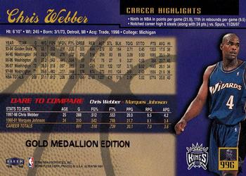 1998-99 Ultra - Gold Medallion #99G Chris Webber Back
