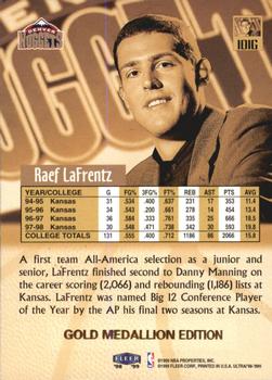 1998-99 Ultra - Gold Medallion #101G Raef LaFrentz Back