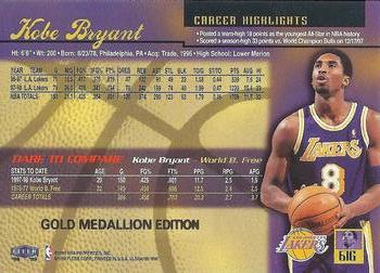1998-99 Ultra - Gold Medallion #61G Kobe Bryant Back