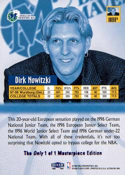 1998-99 Ultra - Masterpieces #118 Dirk Nowitzki Back