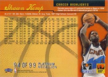 1998-99 Ultra - Platinum Medallion #18P Shawn Kemp Back