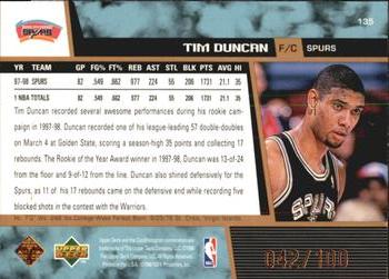 1998-99 Upper Deck - UD Exclusives Bronze #135 Tim Duncan Back