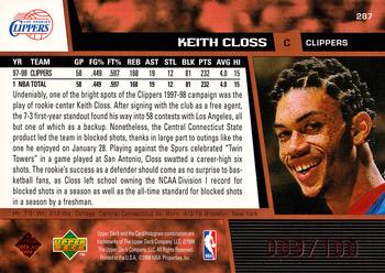 1998-99 Upper Deck - UD Exclusives Bronze #287 Keith Closs Back