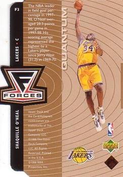 1998-99 Upper Deck - Forces Tier 1 (Quantum Bronze) #F3 Shaquille O'Neal Back
