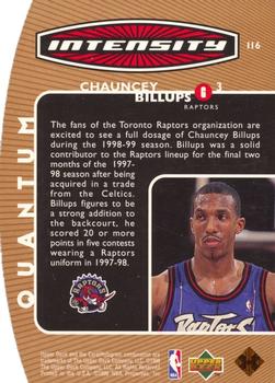 1998-99 Upper Deck - Intensity Tier 1 (Quantum Bronze) #I16 Chauncey Billups Back