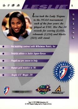 1997 Pinnacle Inside WNBA #1 Lisa Leslie Back