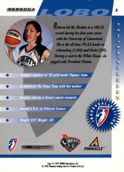 1997 Pinnacle Inside WNBA #3 Rebecca Lobo Back