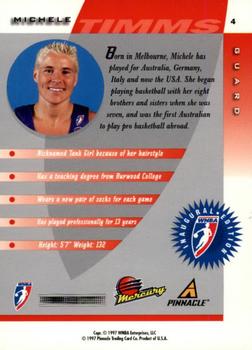 1997 Pinnacle Inside WNBA #4 Michele Timms Back
