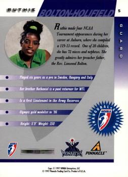 1997 Pinnacle Inside WNBA #5 Ruthie Bolton-Holifield Back