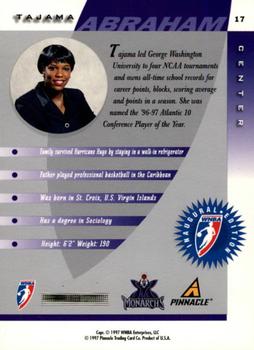 1997 Pinnacle Inside WNBA #17 Tajama Abraham Back