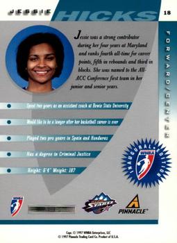 1997 Pinnacle Inside WNBA #18 Jessie Hicks Back