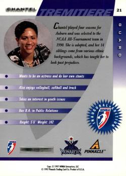 1997 Pinnacle Inside WNBA #21 Chantel Tremitiere Back