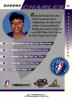 1997 Pinnacle Inside WNBA #22 Daedra Charles Back