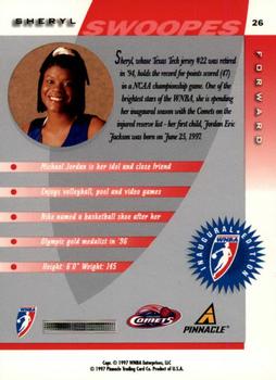 1997 Pinnacle Inside WNBA #26 Sheryl Swoopes Back