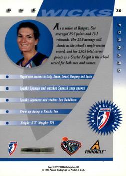 1997 Pinnacle Inside WNBA #30 Sue Wicks Back