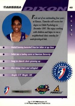 1997 Pinnacle Inside WNBA #40 Tamecka Dixon Back