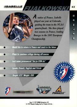 1997 Pinnacle Inside WNBA #43 Isabelle Fijalkowski Back