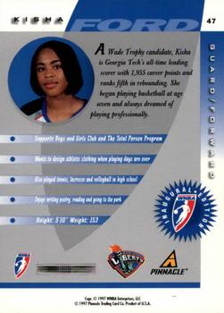 1997 Pinnacle Inside WNBA #47 Kisha Ford Back