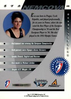1997 Pinnacle Inside WNBA #48 Eva Nemcova Back
