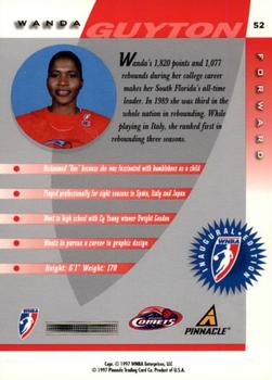 1997 Pinnacle Inside WNBA #52 Wanda Guyton Back