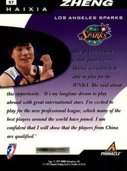 1997 Pinnacle Inside WNBA #57 Haixia Zheng Back