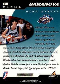 1997 Pinnacle Inside WNBA #64 Elena Baranova Back