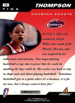 1997 Pinnacle Inside WNBA #70 Tina Thompson Back