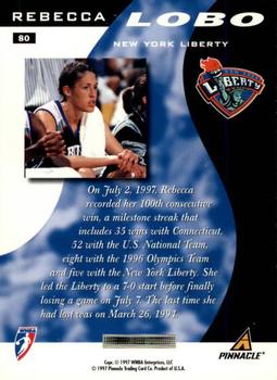 1997 Pinnacle Inside WNBA #80 Rebecca Lobo Back