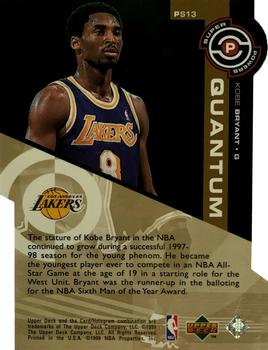 1998-99 Upper Deck - Super Powers Tier 3 (Quantum Gold) #PS13 Kobe Bryant Back