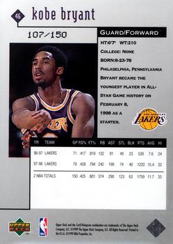 1998-99 Upper Deck Black Diamond - Quadruple Diamond #46 Kobe Bryant Back