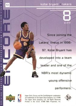 1998-99 Upper Deck Encore - Driving Forces #F2 Kobe Bryant Back