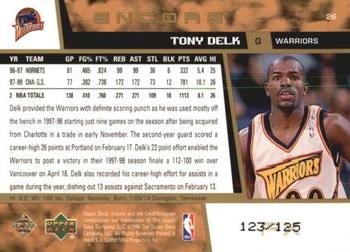 1998-99 Upper Deck Encore - F/X #26 Tony Delk Back