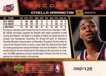 1998-99 Upper Deck Encore - F/X #31 Othella Harrington Back